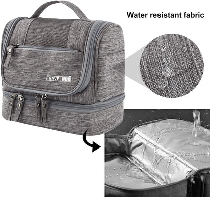 Large Travel Toiletry Bag, Women Mens Wash Bag, Cosmetic Wash Bag with Dry and Wet Separation 2 Layers Design Waterproof Bathroom Bag(Grey)