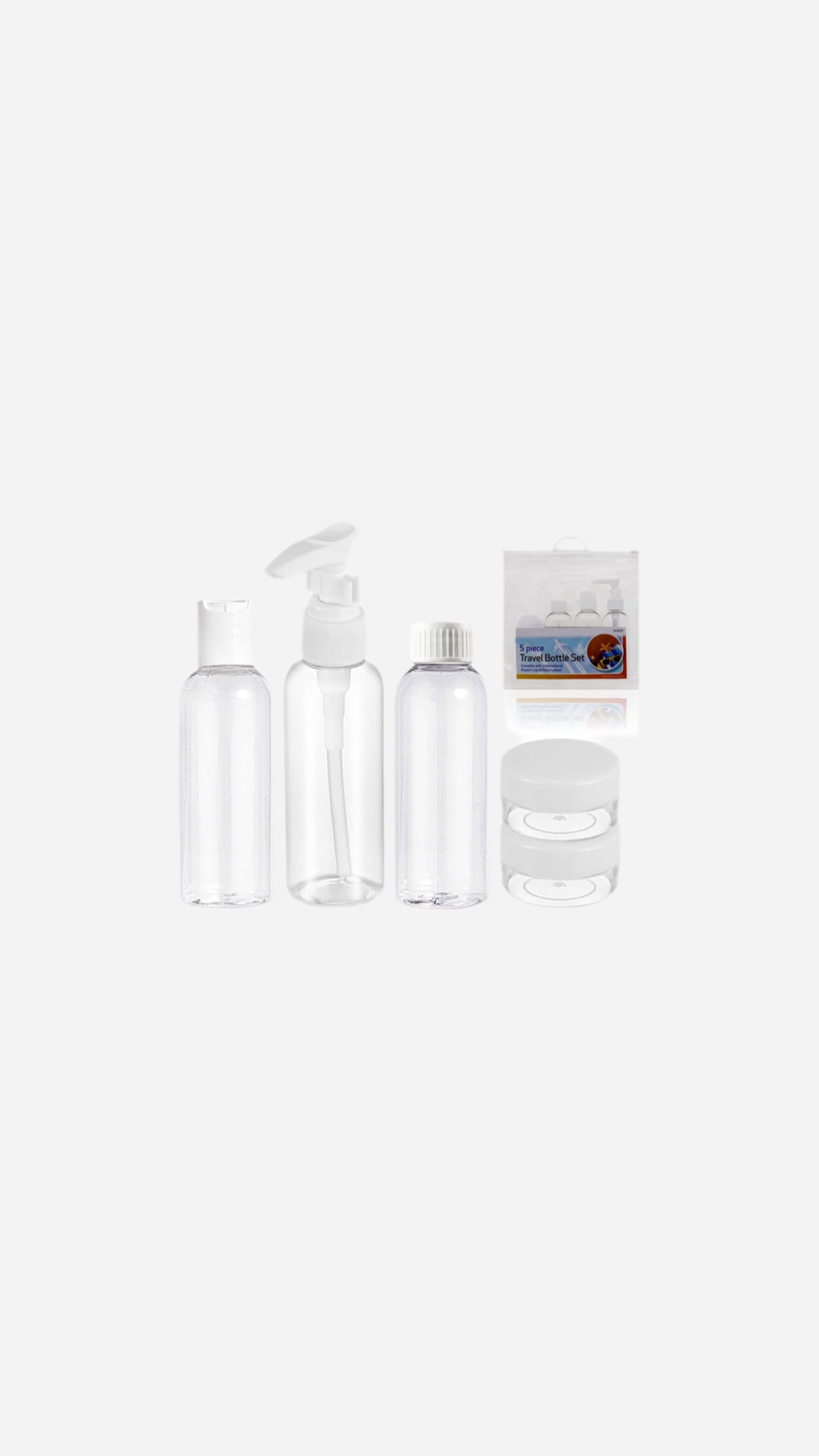 Travel Bottles for Toiletries Clear Travel Bottles with Zip Pouch Bag Leak Proof Refillable Bottle Set for Shampoo Conditioner Cosmetic Body Lotion Cleanser Shower Gel Travel Essentials (Pack of 5)