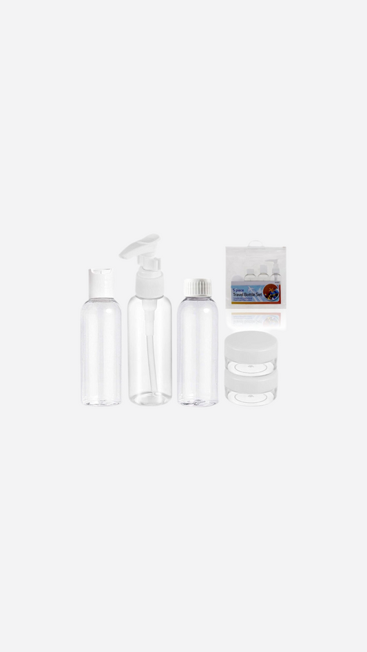 Travel Bottles for Toiletries Clear Travel Bottles with Zip Pouch Bag Leak Proof Refillable Bottle Set for Shampoo Conditioner Cosmetic Body Lotion Cleanser Shower Gel Travel Essentials (Pack of 5)