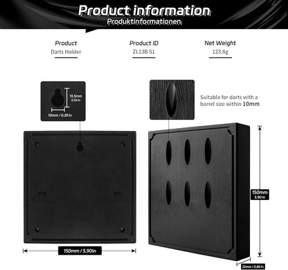 Wall Mounted Darts Holder/Stand,Displays 6 Set of Steel/Soft Tip Darts,Compatible with All Sisal & Electronic Dartboards, Surrounds & Cabinets