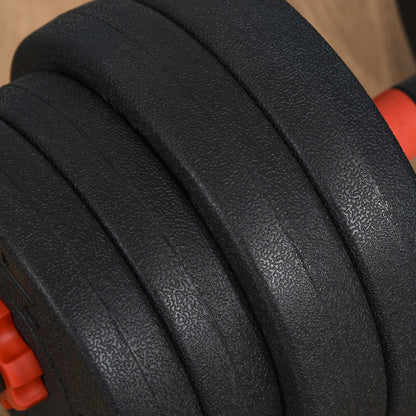 HOMCOM 25Kg Adjustable 2 in 1 Barbell Dumbbells Weight Set for Body Fitness