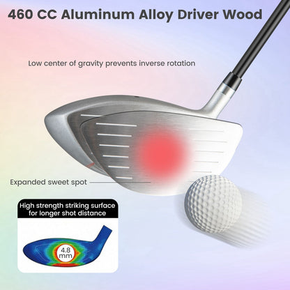 Ladies' 9 Pieces Complete Golf Club Set with 460Cc Alloy Driver
