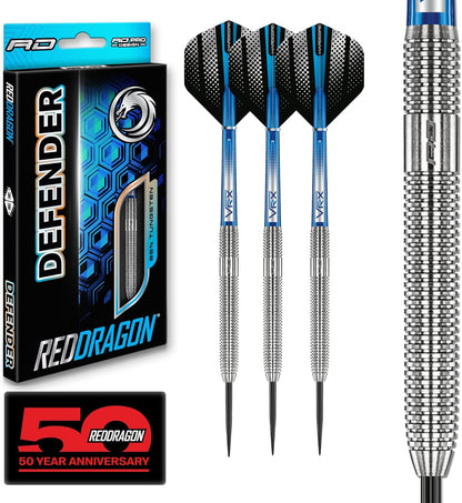 Darts – Defenders Series - Professional 85% Tungsten Darts Set with Dart Flights and Dart Shafts (Stems) - Available in Triton Soft Tip 19G Barrel / 21G Full Weight and Steel Tip 22G & 24G