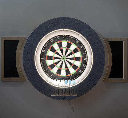 Dart Board Cabinet Set with LED Light; Bristle Dartboard, Built in LED Light, Darts and Chalkboards