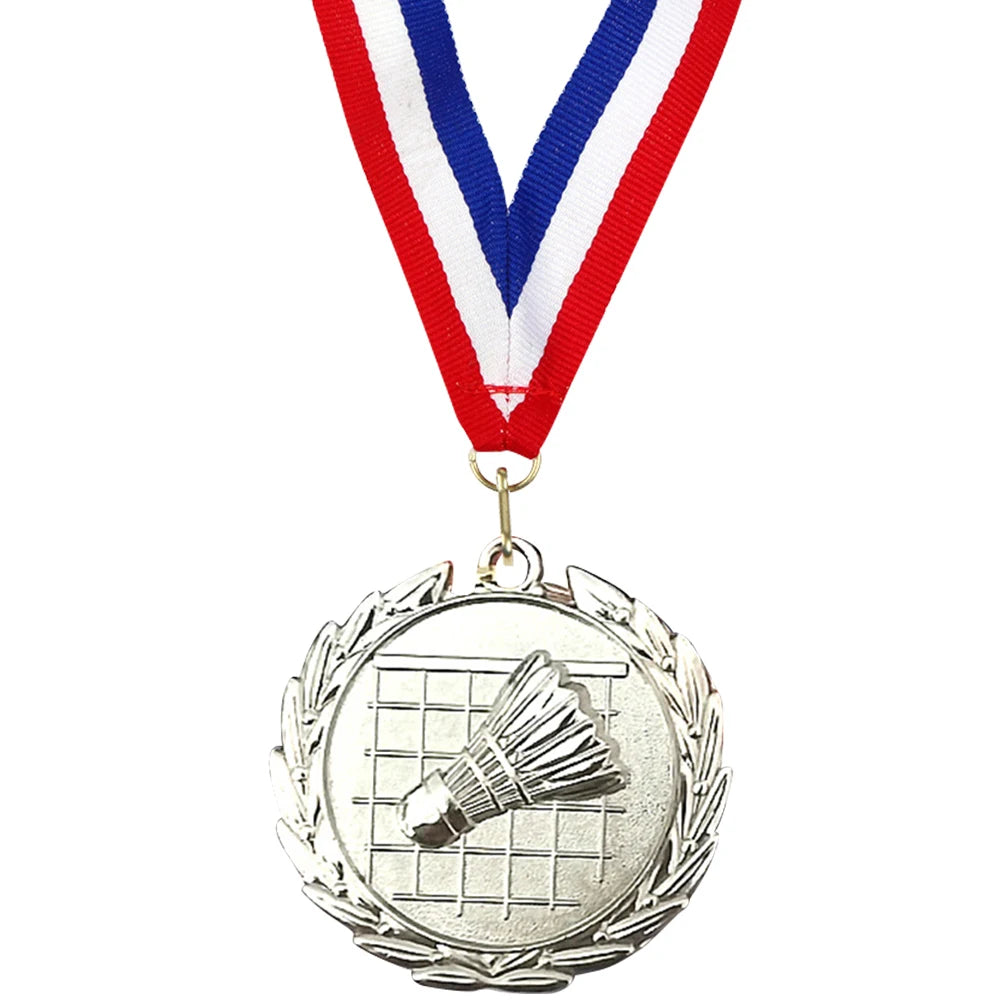 5Cm Badminton Medal Sports Medals with Neck Ribbon Metal Winner Medals Badminton Award Medals for Games Sports Competitions