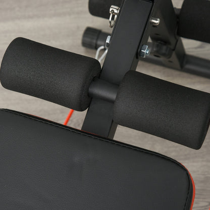 Foldable Sit up Bench Core Workout Fitness Home Gym Trainer W/ Arm Pulling Rope