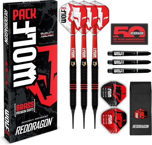 Wolf Pack Series Brass Darts Set with Flights and Shafts (Stems) Available in Steeltip and Softip