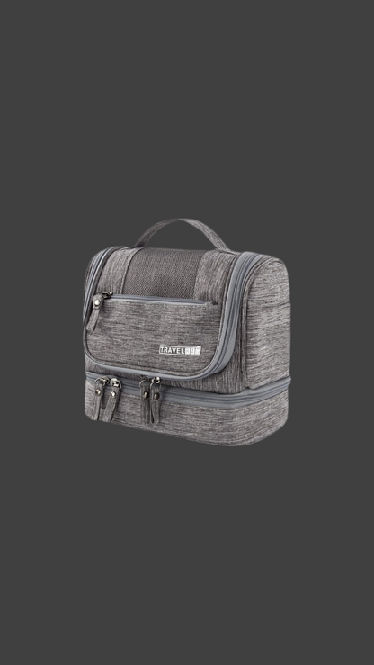 Large Travel Toiletry Bag, Women Mens Wash Bag, Cosmetic Wash Bag with Dry and Wet Separation 2 Layers Design Waterproof Bathroom Bag(Grey)