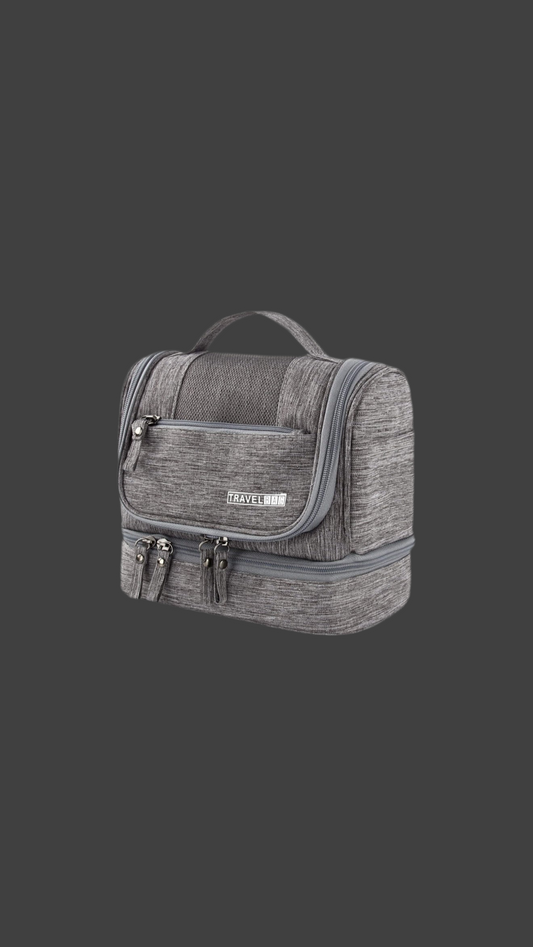 Large Travel Toiletry Bag, Women Mens Wash Bag, Cosmetic Wash Bag with Dry and Wet Separation 2 Layers Design Waterproof Bathroom Bag(Grey)