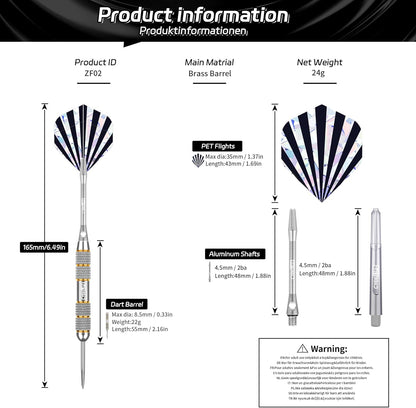 3 Pack Steel Tip Darts Set,Professional Dart with 6Pcs Darts Stems + 6Pcs Dart Flights + 1Pcs Dart Sharpener Tool for Dart Board