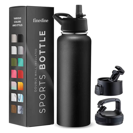 40 Oz Water Bottle Stainless Steel Thermos Bottle Keeps Cold Triple Walled Insulated Drinking Straw Gym Sports-Leisure Canteens