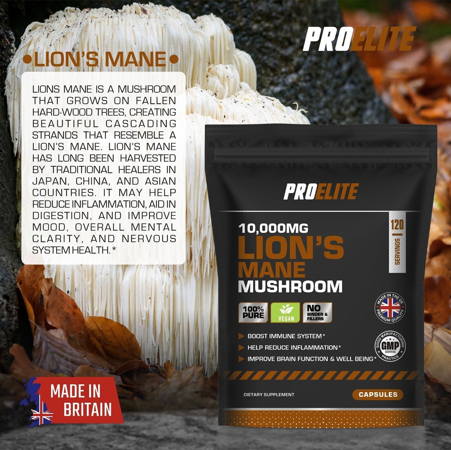 Lions Mane Mushroom Extract Capsules 10,000Mg 240Mg Polysaccharide
