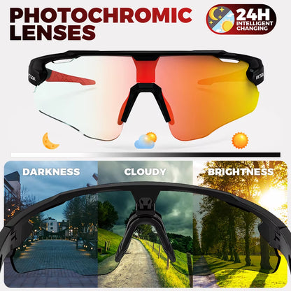 Photochromic Cycling Sunglasses for Men Women Sports UV400 Protection Bicycle Eyewear MTB Mountain Road Bike Eyeglass