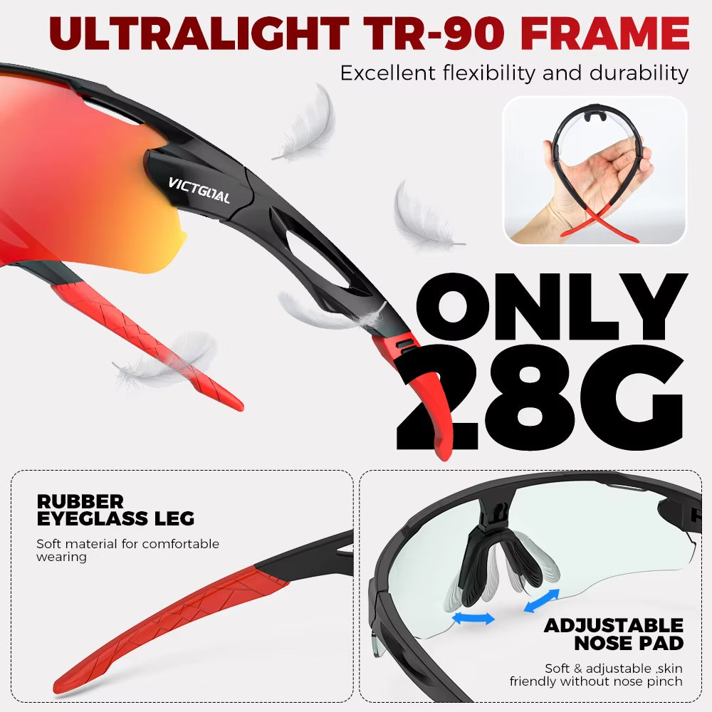 Photochromic Cycling Sunglasses for Men Women Sports UV400 Protection Bicycle Eyewear MTB Mountain Road Bike Eyeglass