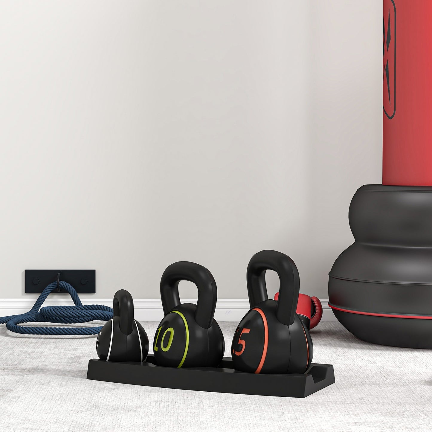 SPORTNOW Set of Three Kettlebell Weights with Storage Tray, 2.2Kg, 4.5Kg, 6.8Kg