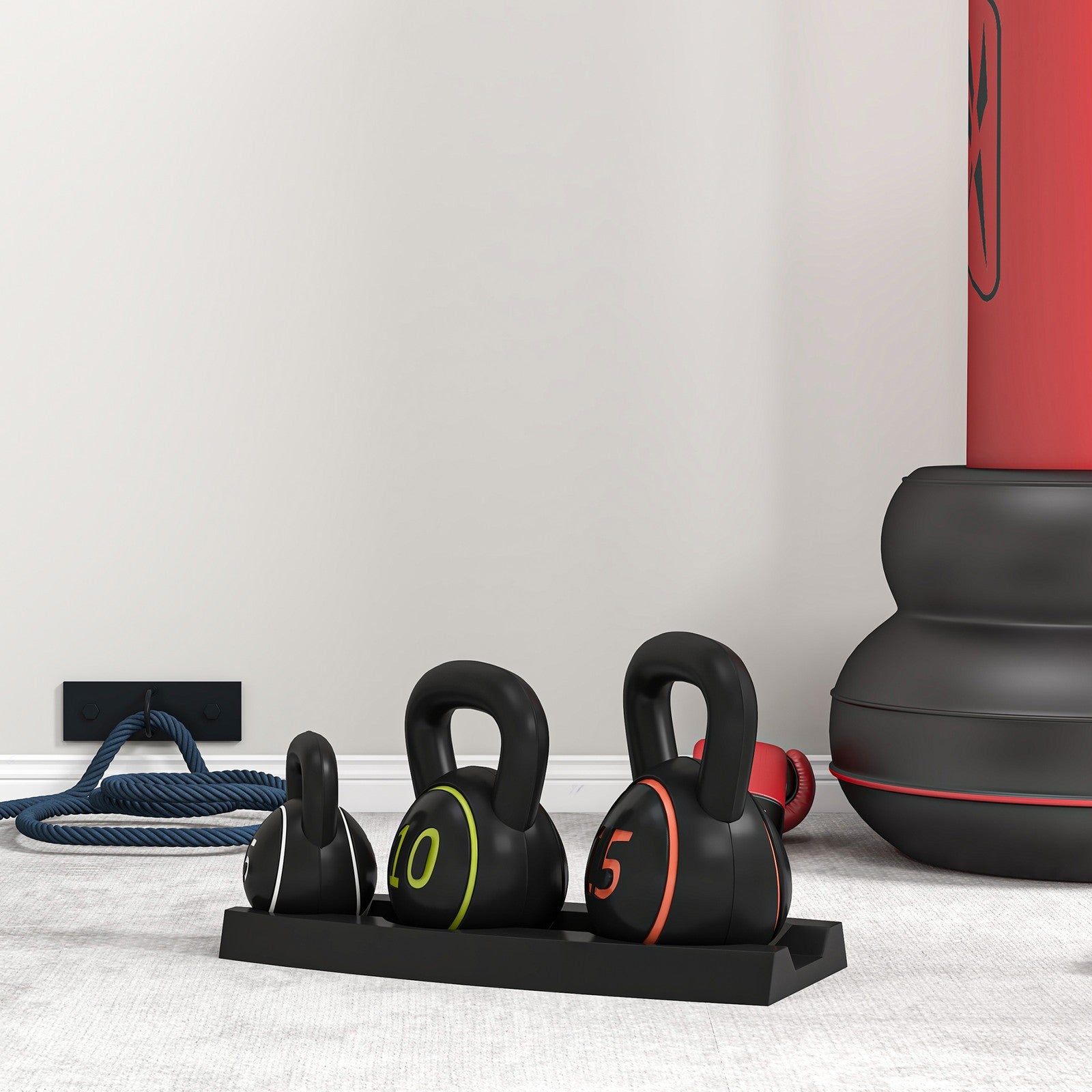 SPORTNOW Set of Three Kettlebell Weights with Storage Tray, 2.2Kg, 4.5Kg, 6.8Kg