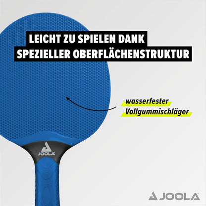 Tischtennis Set Vivid Outdoor 2 Tischtennisschläger + 3 Tischtennisbälle + Tischtennishülle, Lime/Blau, 6-Teilig