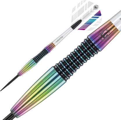Elektra 90% Tungsten Darts with Prism Flights and Vecta Shafts (Stems) 22G-24G-26G Weights Available - Urban Grip - Match Weighed - Streamline Torpedo Profile