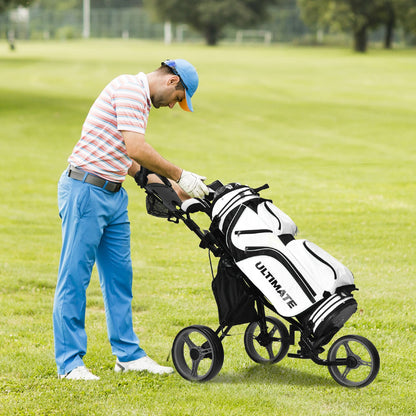 Golf Push Pull Cart with Storage Bag and Foot Brake