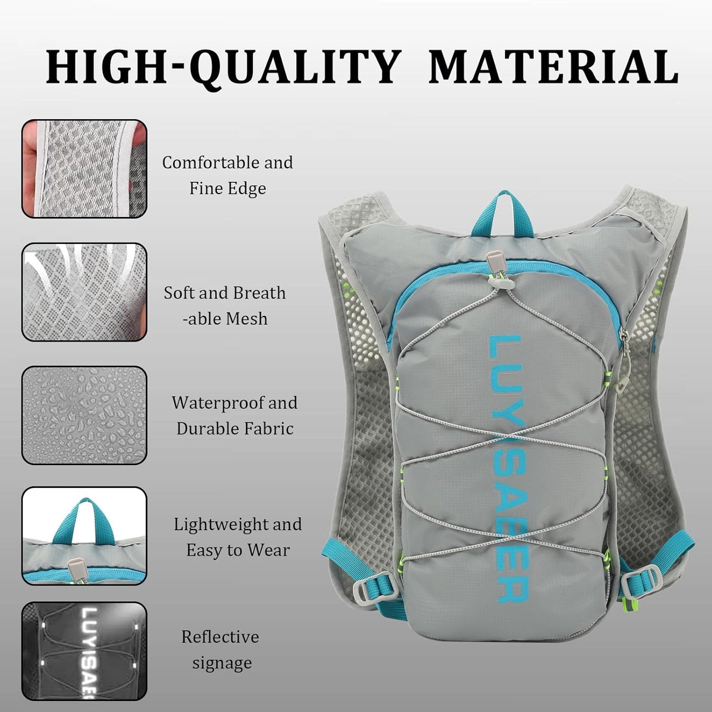 Running Vest,Running Hydration Vest,Breathable Ultra-Lightweight Running Backpack,With Reflective Strips,Micro-Splash Resistant,For Outdoor Cycling Running Climbing Marathon Camping,For Women and Men