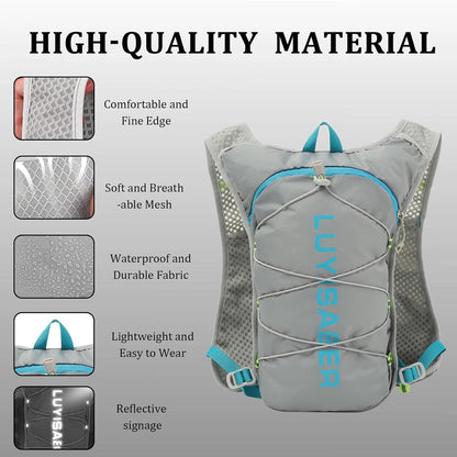 Running Vest,Running Hydration Vest,Breathable Ultra-Lightweight Running Backpack,With Reflective Strips,Micro-Splash Resistant,For Outdoor Cycling Running Climbing Marathon Camping,For Women and Men