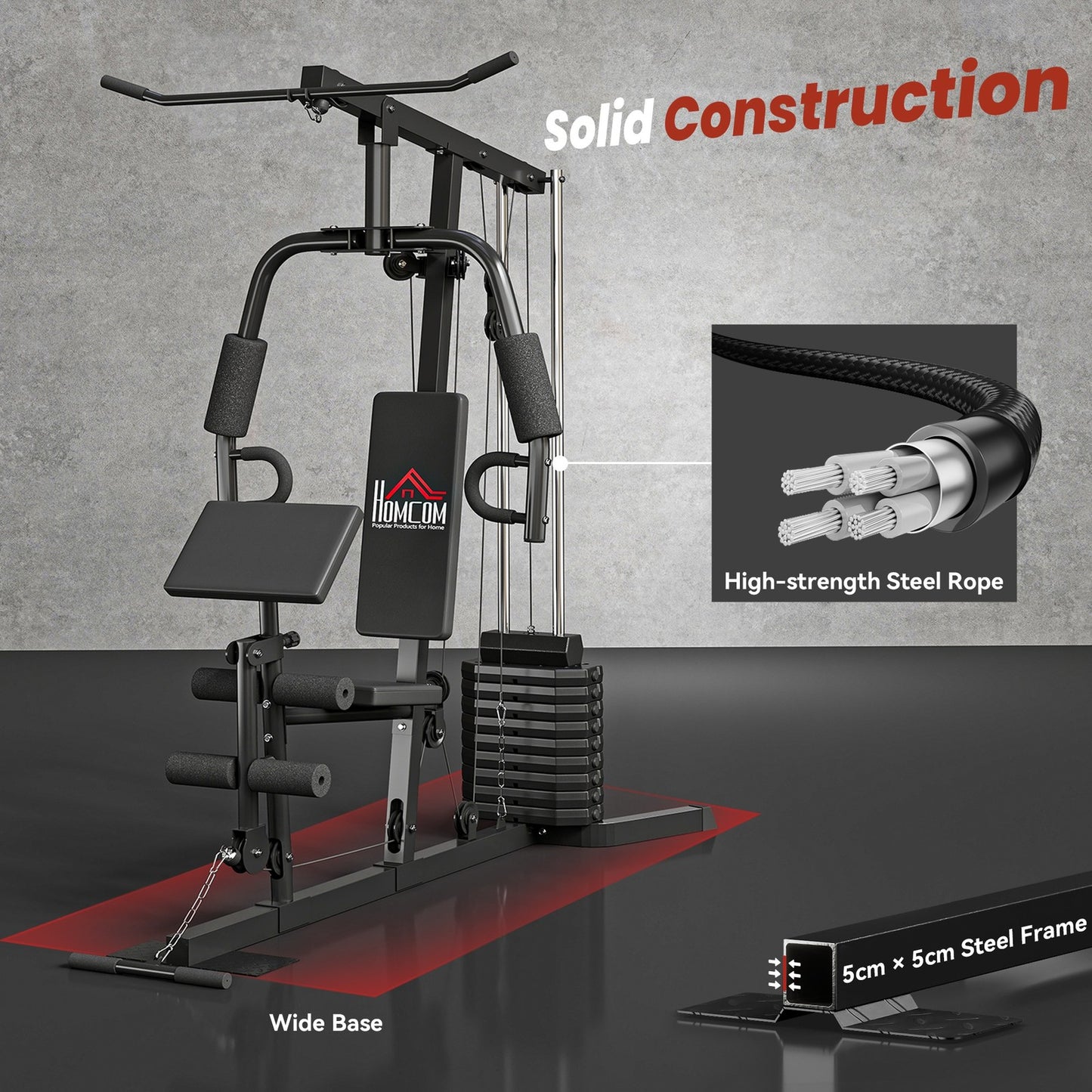 Multifunction Home Gym Machine with 45Kg Weight Stack, for Full Body Workout