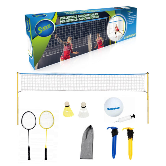 Kids Badminton & Volleyball Play Set 2-In-1 Sport Outdoor Garden Games Fun Toy