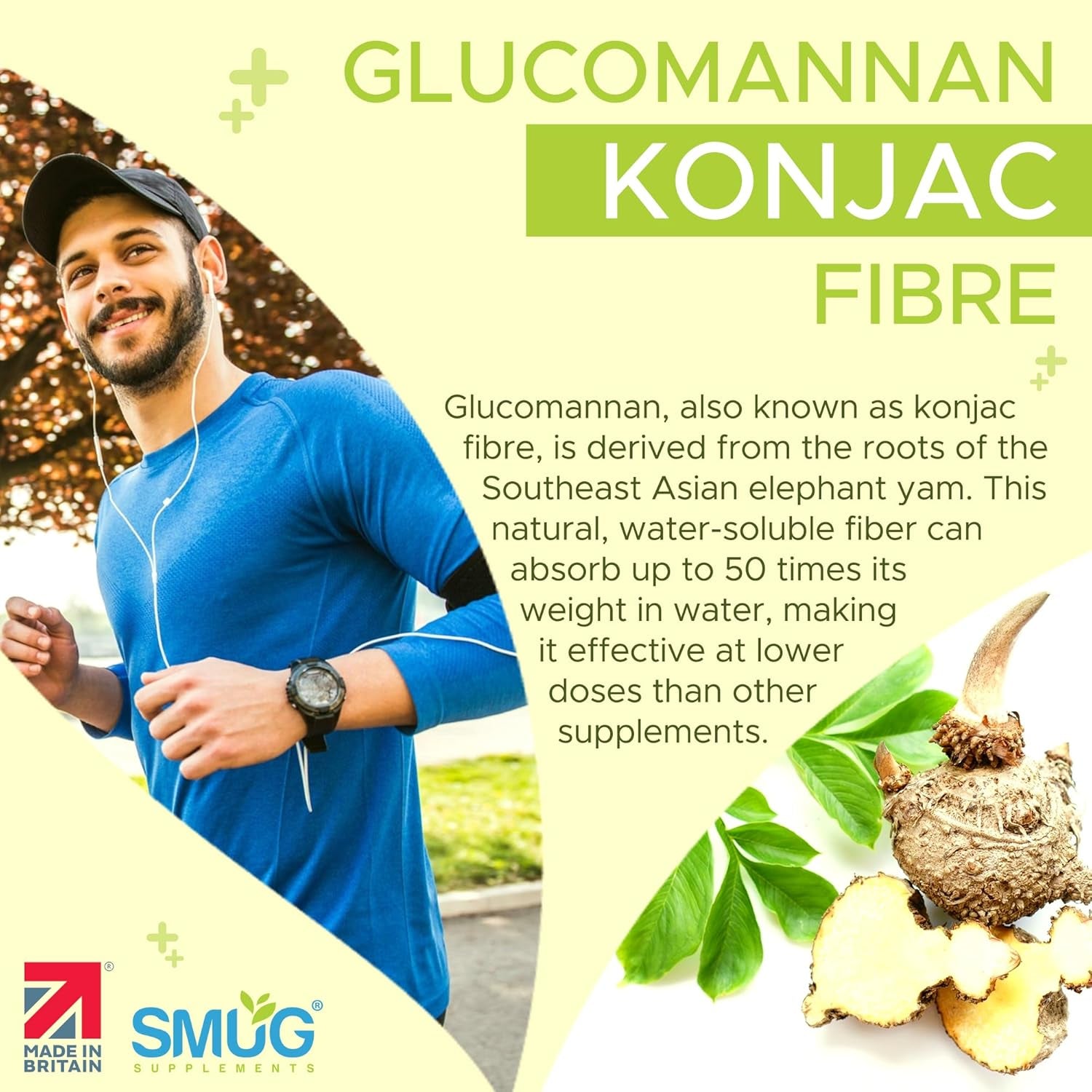 Glucomannan Konjac Root Capsules - British Made - Max Strength 3000Mg per Serving - Six-A-Day Vegan Capsules - Robust Fibre Support -