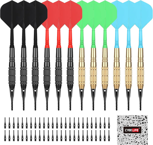 Darts Plastic Tip,Soft Tip Darts Set,12 Pcs 18 Gram with 50 Extra Dart Tips for Electronic Dartboard