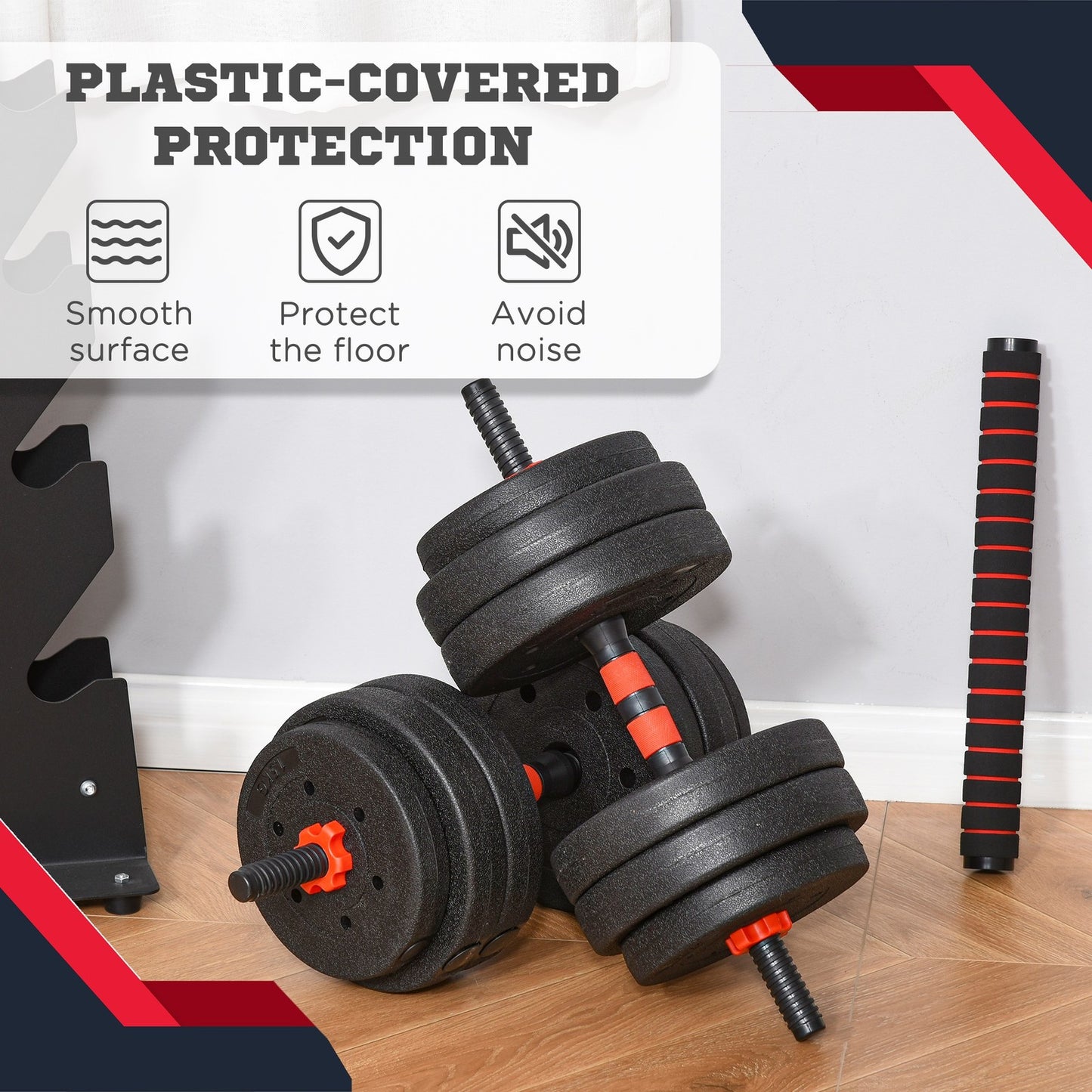 HOMCOM 25Kg Adjustable 2 in 1 Barbell Dumbbells Weight Set for Body Fitness