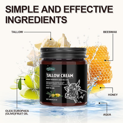 Beef Tallow,Beef Tallow for Skin,Beef Tallow Face Moisturiser, Organic Beef Tallow Skin Care, Grass Fed Beef Tallow Cream, Moisturizer and Nourishes for Face & Body 1Pc