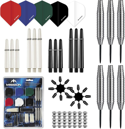 #_BX132 | 90 Piece Steel Tip Darts Set Accessory Kit Including 24G Brass Barrels, 100 Micron Flights, Nylon Stems and Protectors