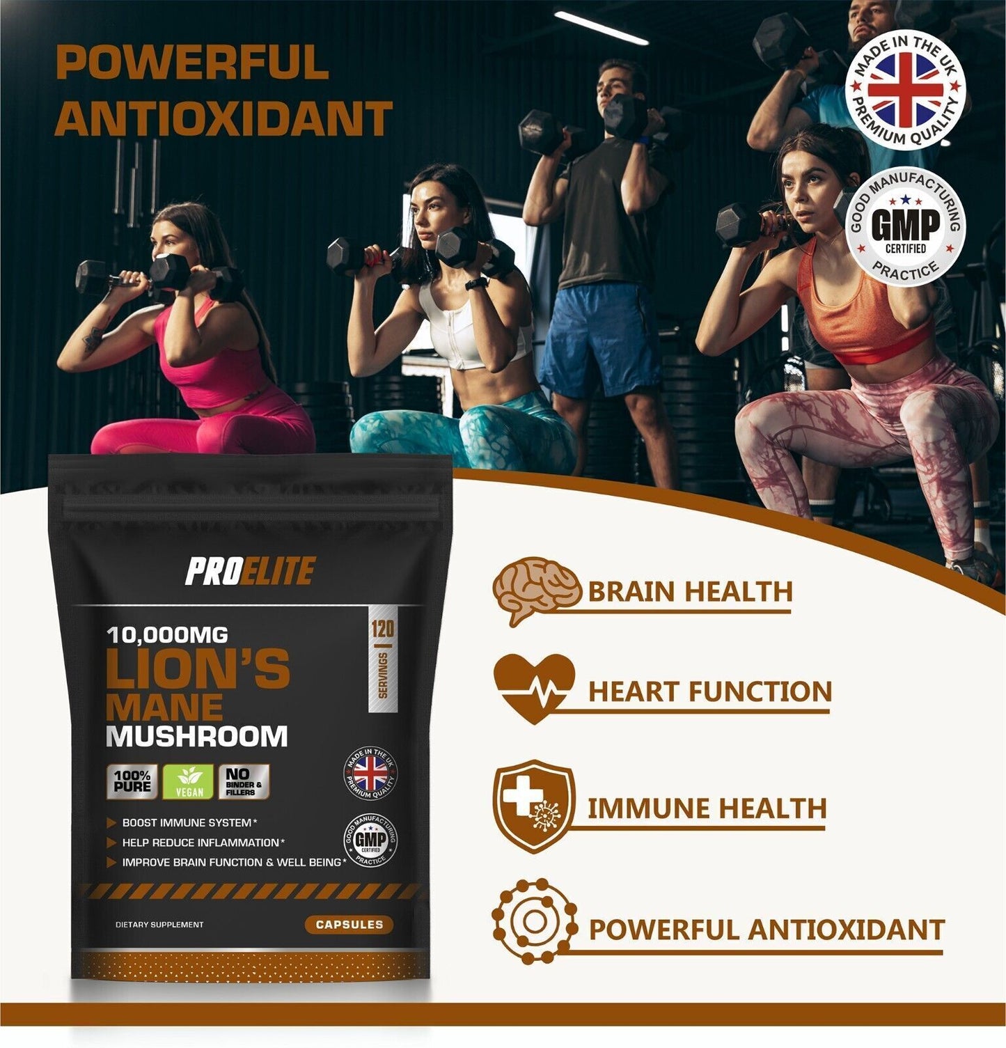 Lions Mane Mushroom Extract Capsules 10,000Mg 240Mg Polysaccharide