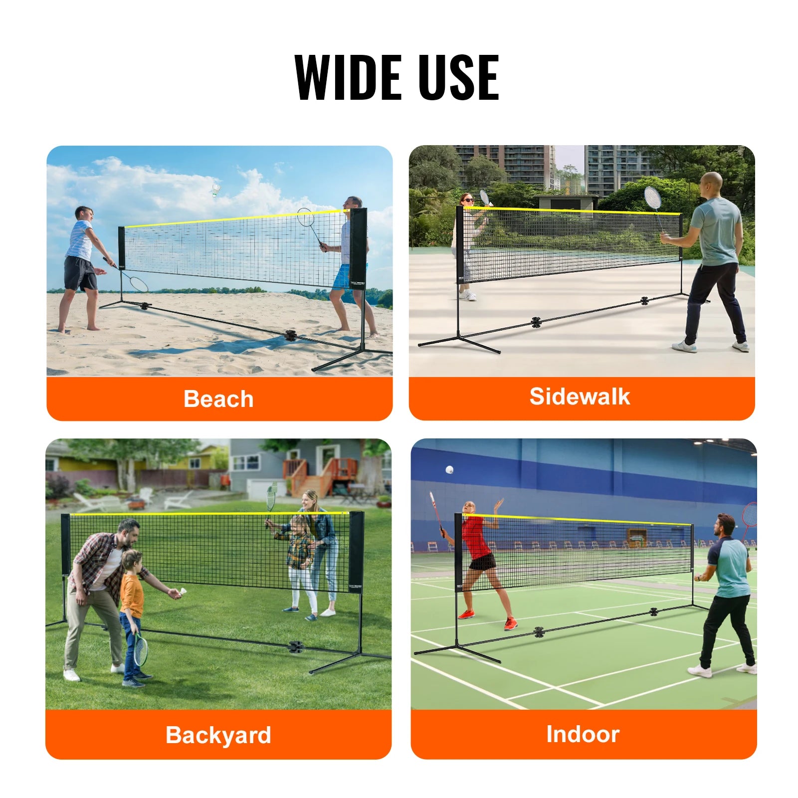10/14/17FT Badminton Net Height Adjustable Volleyball Net Wide Foldable Pickleball Net Portable Easy Setup Tennis Net Set