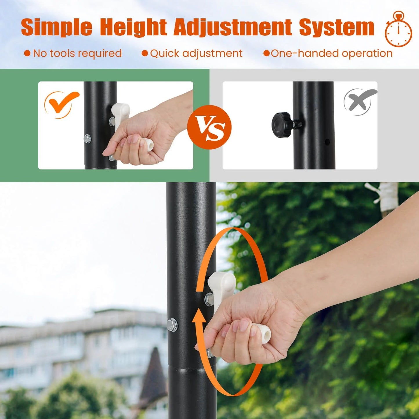 225-305Cm Portable Basketball Hoop Adjustable Basketball Goal System