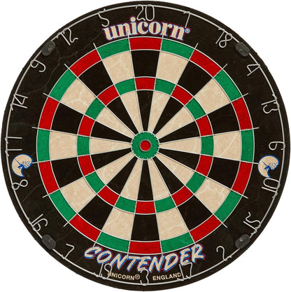 Easy Score Dartboard Darts Board | Contender Fun Learning Beginner Trainer | 2 X Bigger Trebles & Doubles | Competition Quality Sisal Bristle Board | round Wire Spider
