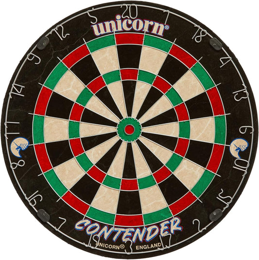 Easy Score Dartboard Darts Board | Contender Fun Learning Beginner Trainer | 2 X Bigger Trebles & Doubles | Competition Quality Sisal Bristle Board | round Wire Spider