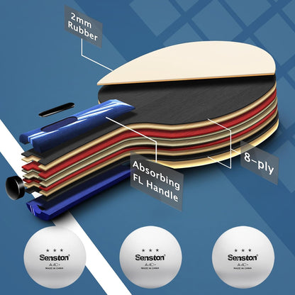 Table Tennis Bats, Table Tennis Sets Indoor/Outdoor Table Tennis Racket with Balls, Ping Pong Bat with Carry Bag