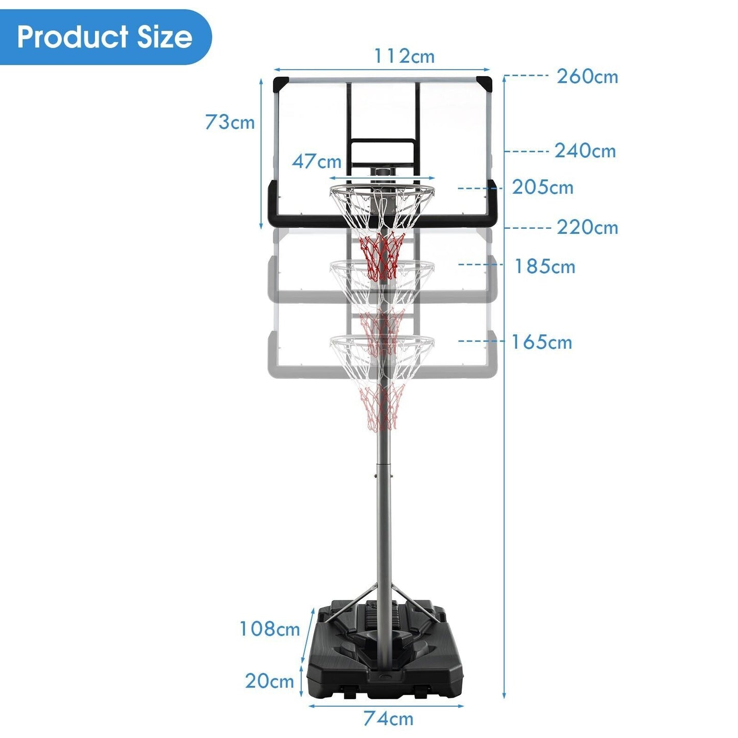 Adjustable Basketball Stand Basketball System Poolside Basketball Goal System