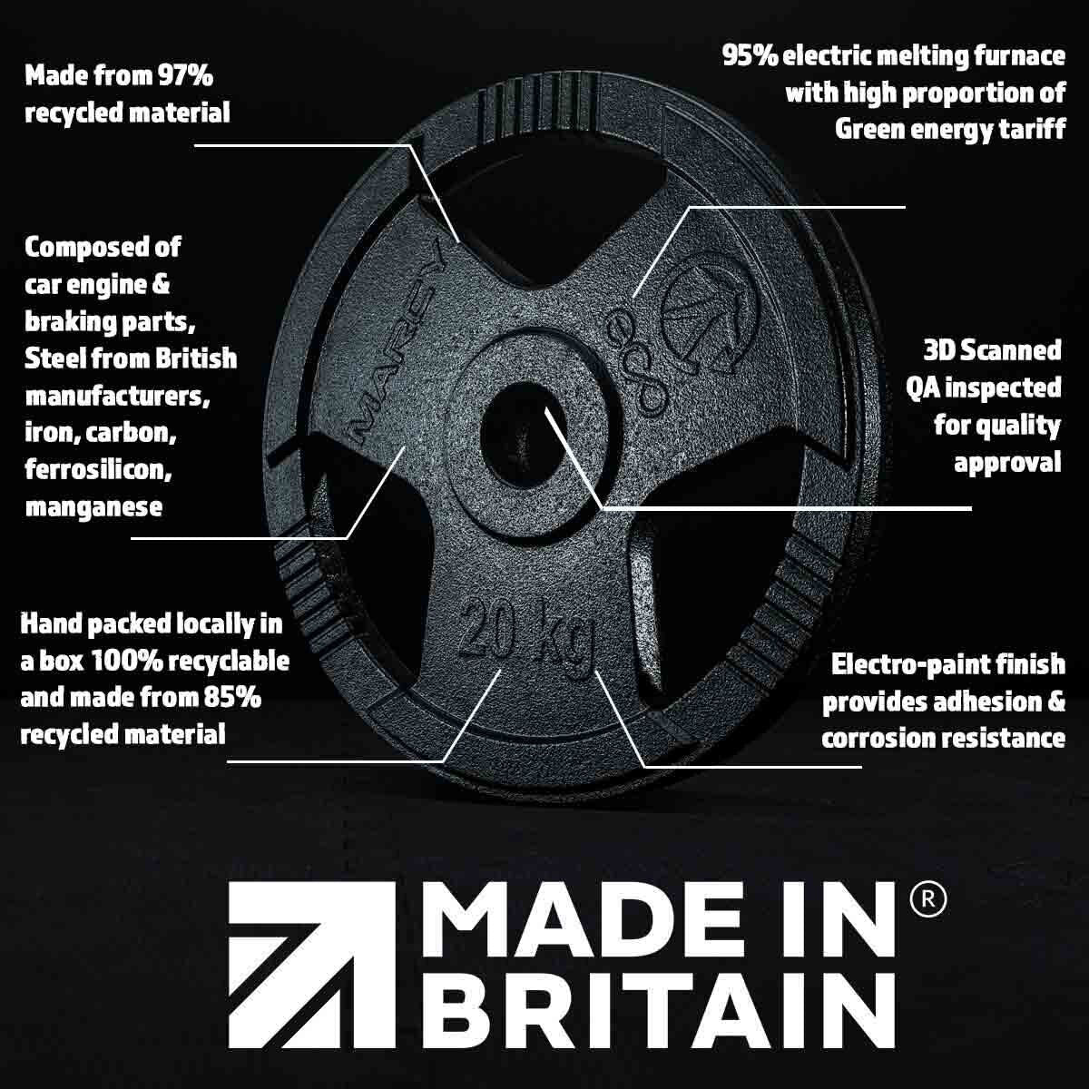 Made in Britain Eco 100Kg Olympic Weight Set with 7Ft Barbell