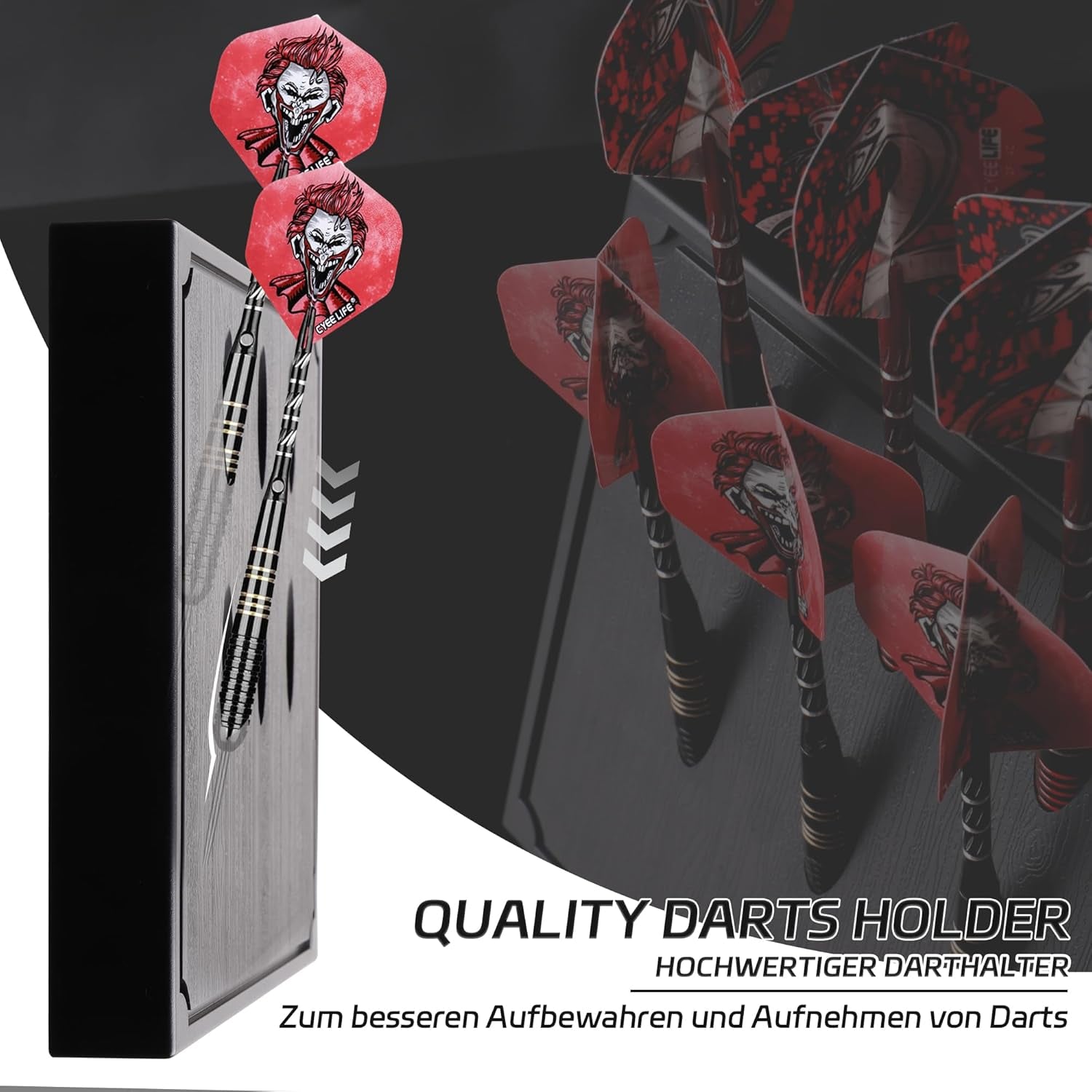 Wall Mounted Darts Holder/Stand,Displays 6 Set of Steel/Soft Tip Darts,Compatible with All Sisal & Electronic Dartboards, Surrounds & Cabinets