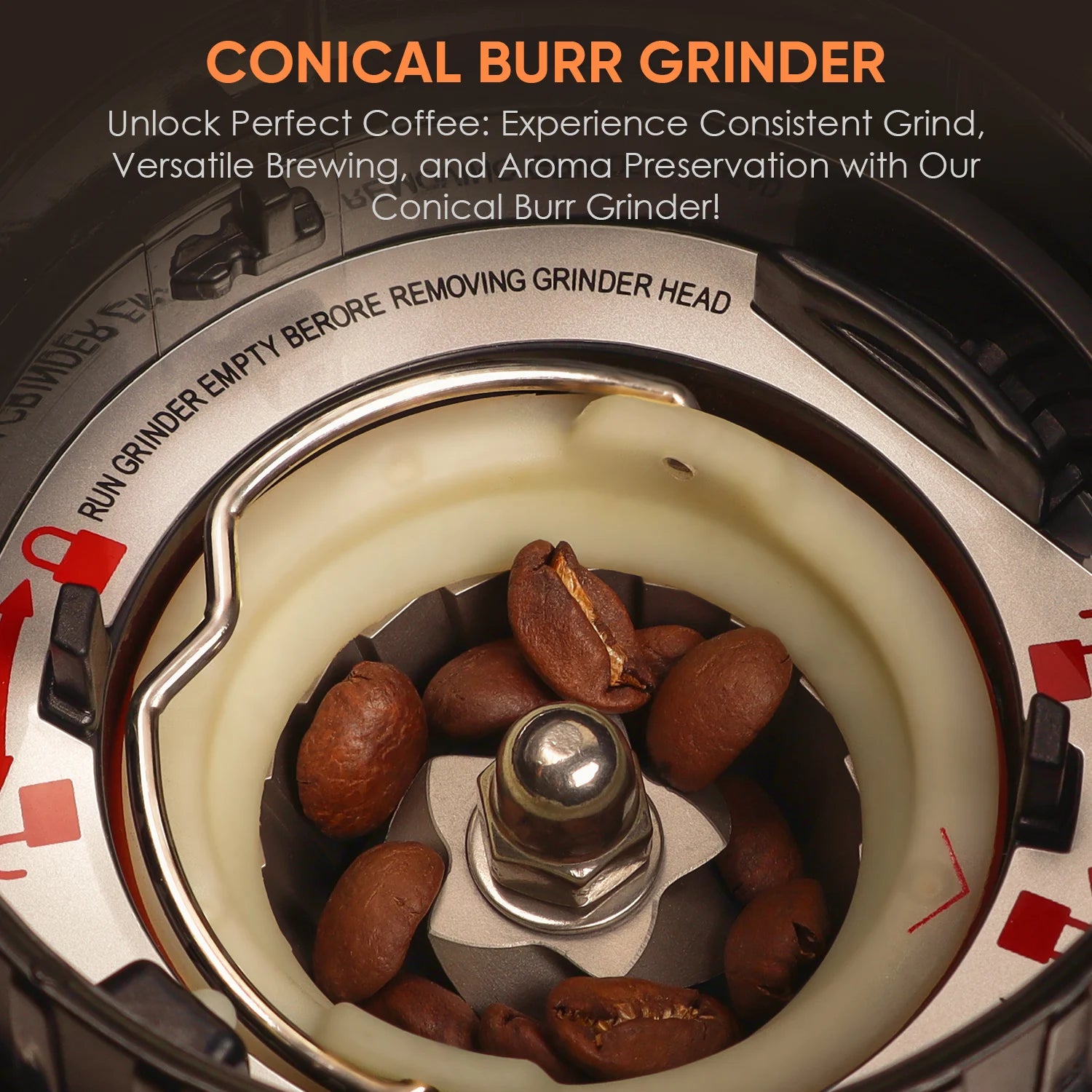 Electric Conical Burr Coffee Grinder with Removable Holder,With 48 Grind Settings Adjustable,For Espresso Coffee
