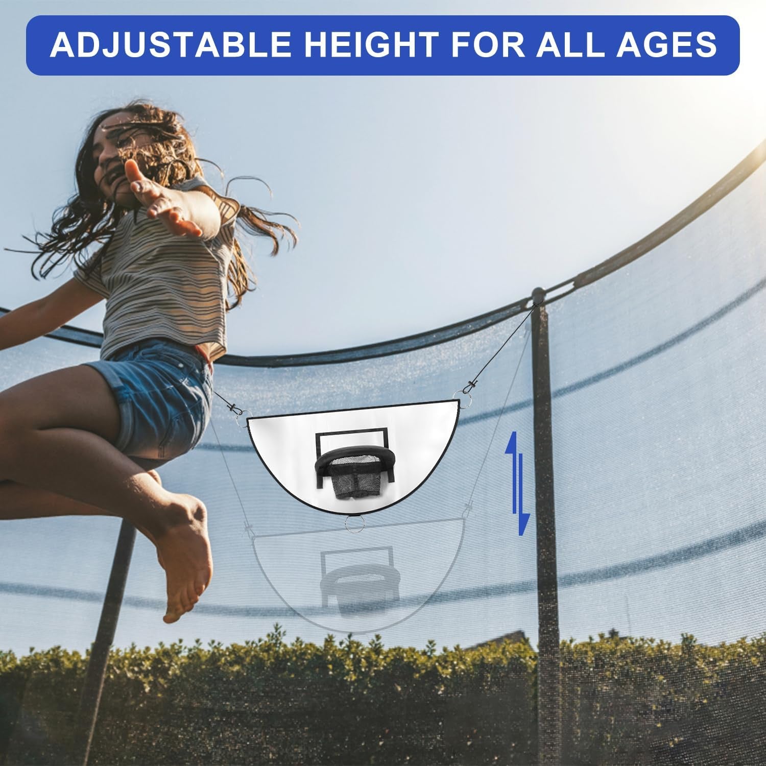 Trampoline Basketball Hoop, Breakaway Rim for Dunking Trampoline Basketball Attachment Goal Trampoline Accessory with Mini Basketballs for Basketball Lovers Kids Adults Indoor Outdoor Use