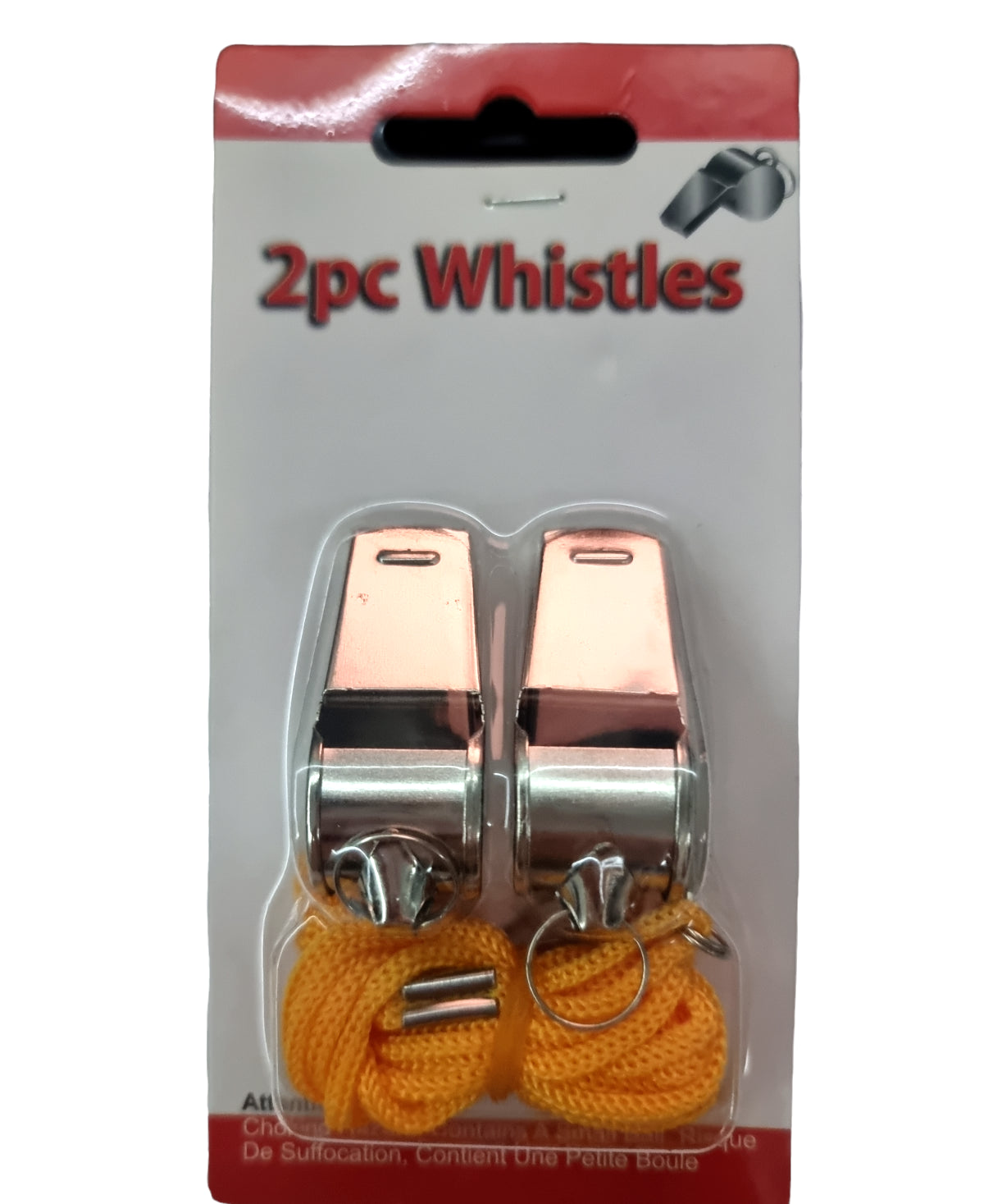 2 X Whistles on Lanyards Sports School Football Rugby Outdoor Metal Referee 4Cm