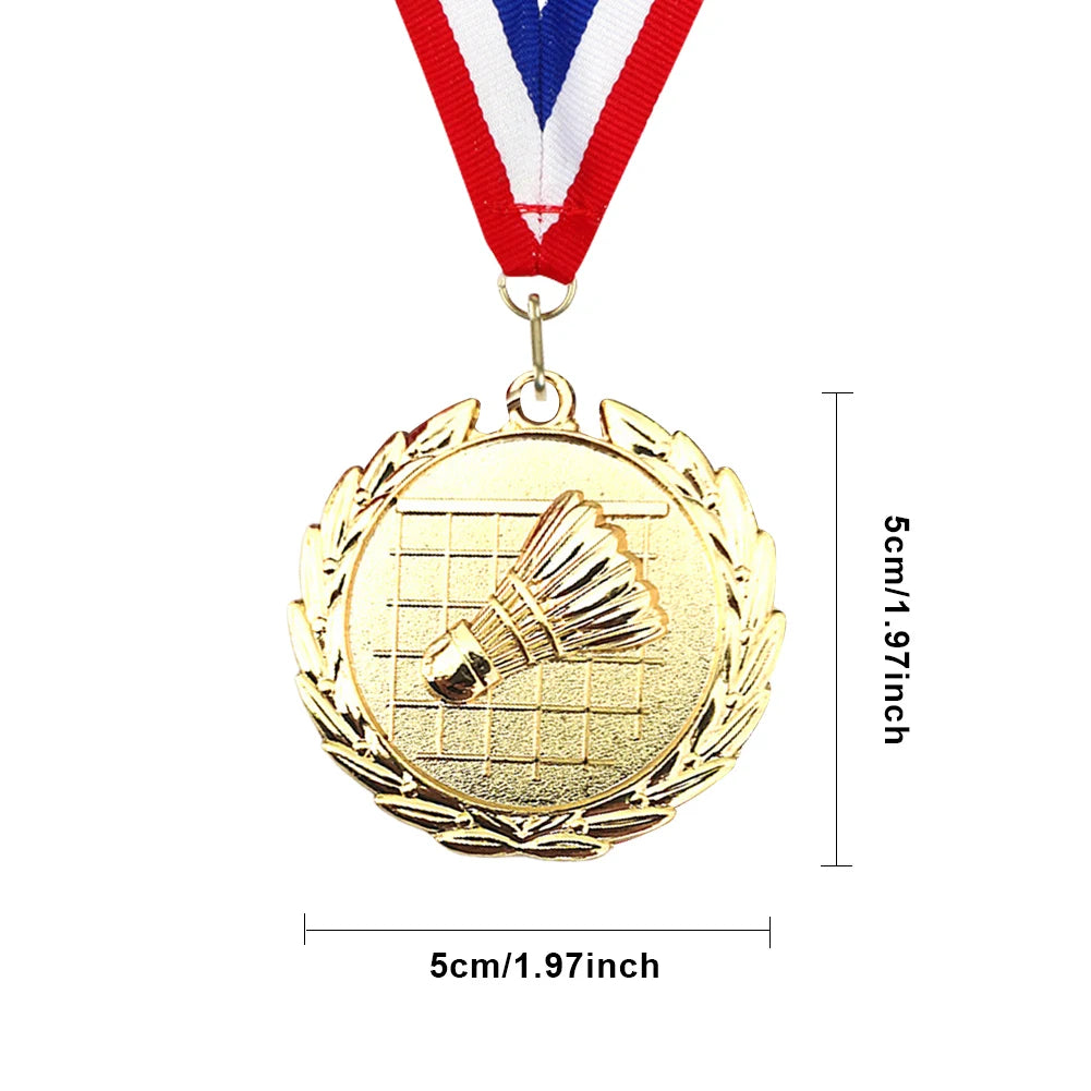 5Cm Badminton Medal Sports Medals with Neck Ribbon Metal Winner Medals Badminton Award Medals for Games Sports Competitions