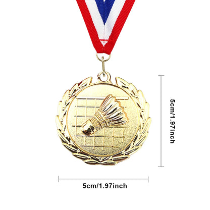 5Cm Badminton Medal Sports Medals with Neck Ribbon Metal Winner Medals Badminton Award Medals for Games Sports Competitions