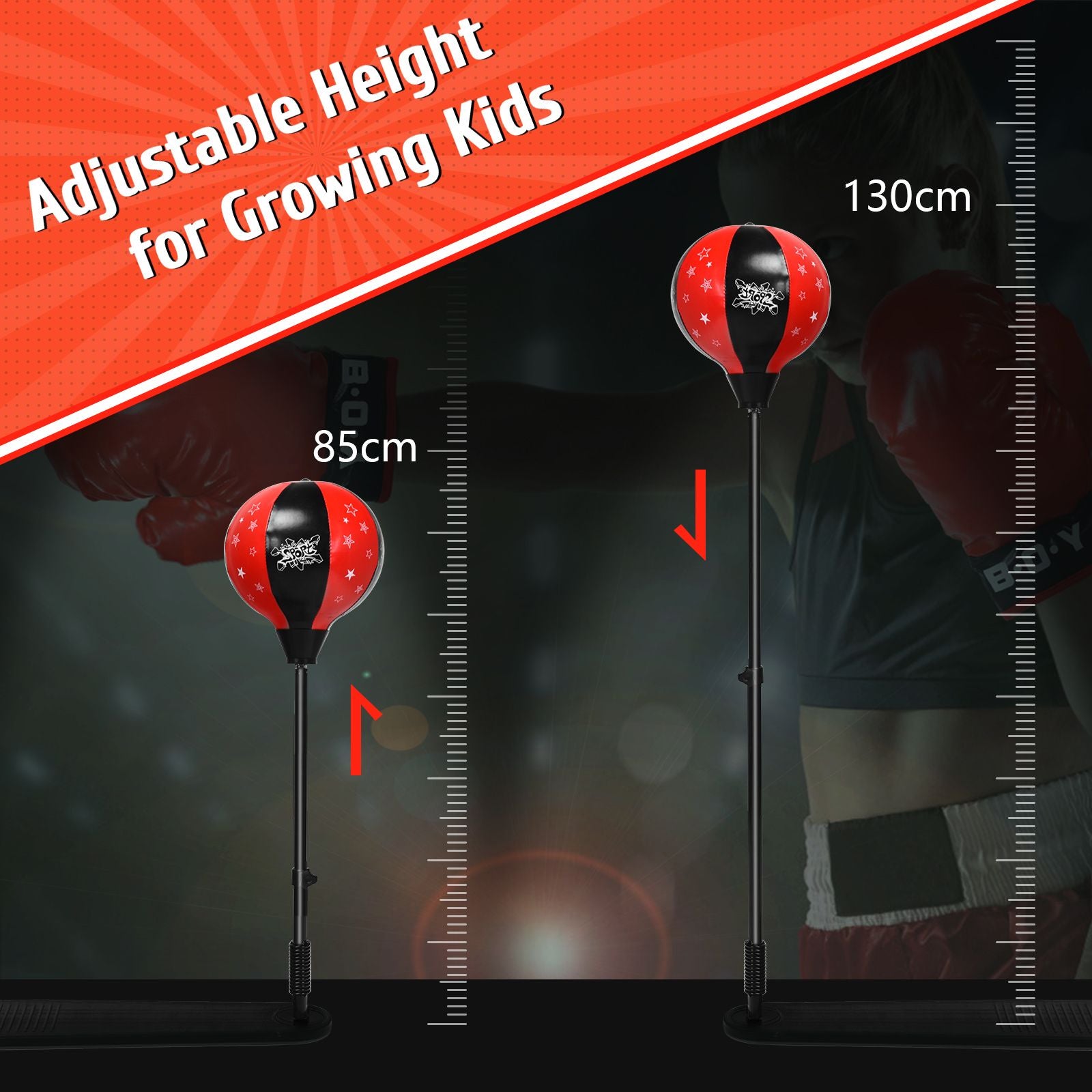 Freestanding Height Adjustable Kids Punching Bag with Stand and Air Pump