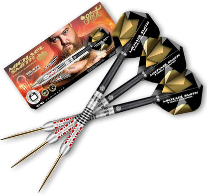 Steel Darts Michael Smith Bully Boy Believe 90% Tungsten Steeltip Darts High Quality Tungsten Darts Set with Shafts and Flights Made in New Zealand