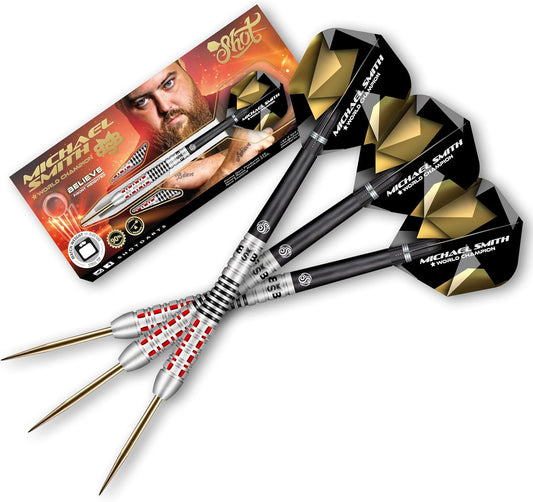 Steel Darts Michael Smith Bully Boy Believe 90% Tungsten Steeltip Darts High Quality Tungsten Darts Set with Shafts and Flights Made in New Zealand