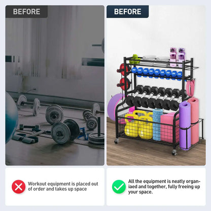 New Dumbbell Storage Rack Weight Rack Gym Accessories with Caster Wheels Home Gym Storage Organizer for Fitness Equipment